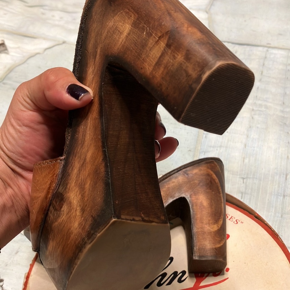 Vintage Freebird wood heels 10 leather upper - Picture 5 of 5